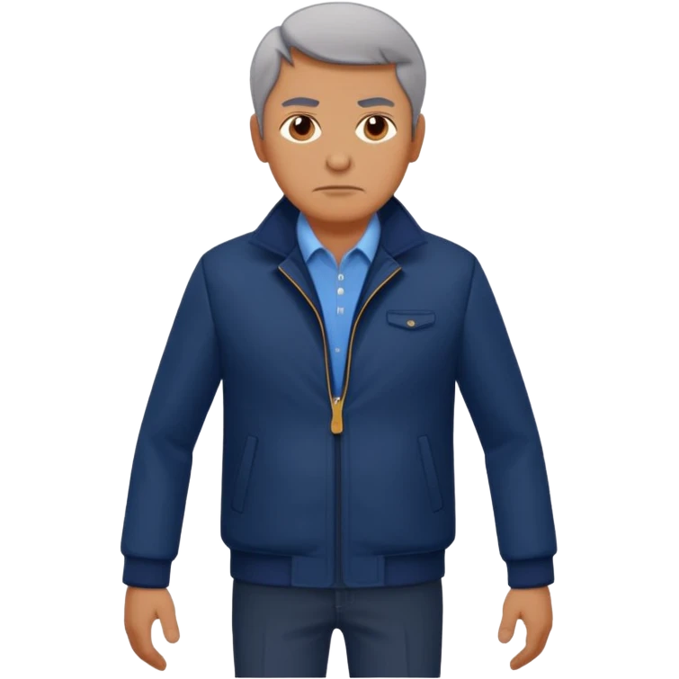 Security, Middle-aged, wearing navy blue jacket, serious facial expression, full body emoji