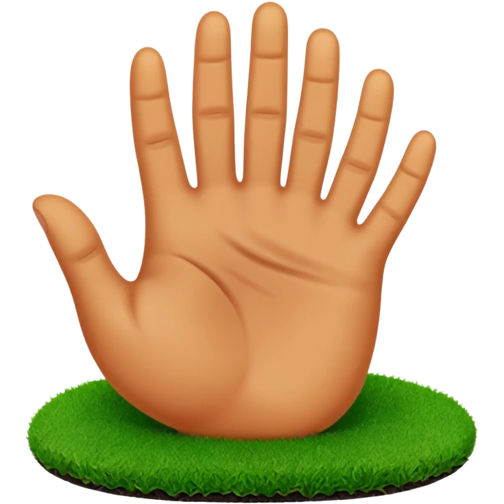 an emoji hand touching green turf  emoji