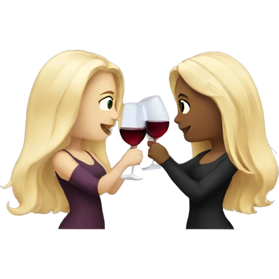 Two blonde girls drinking wine together  emoji
