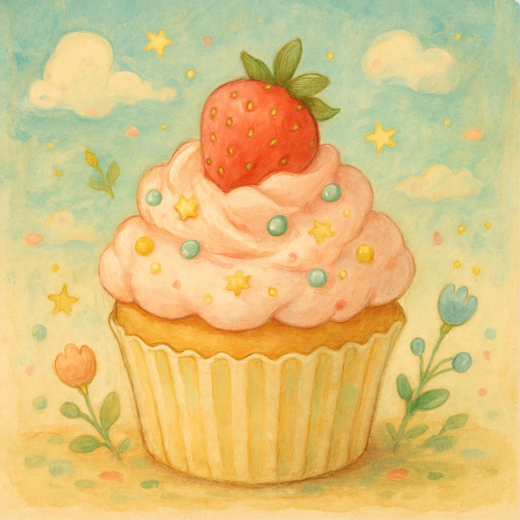 cupcake, soft colors, whimsical details emoji