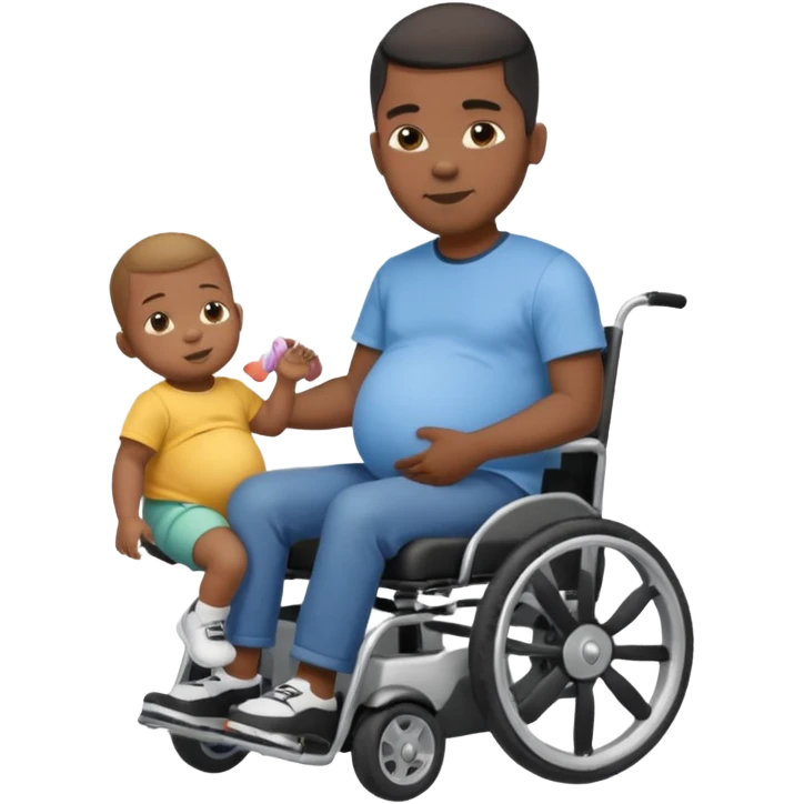 black pregnant man on motorized wheelchair emoji