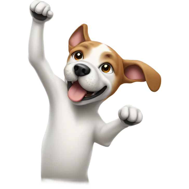 A dog hitting the dab emoji