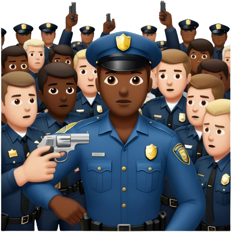 one white cop shooting at one black man in a crowd of white men emoji