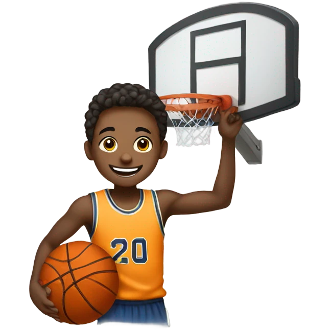 smiling boy playing basketball emoji