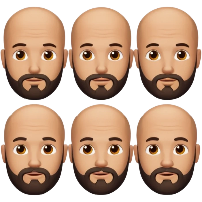 bald man with a beard and tattoo, different facial expression emoji