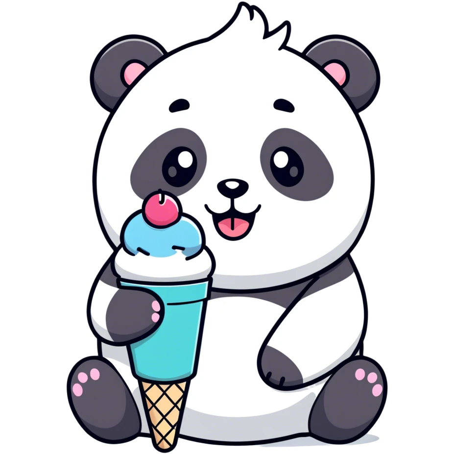 Panda eating ice cream emoji