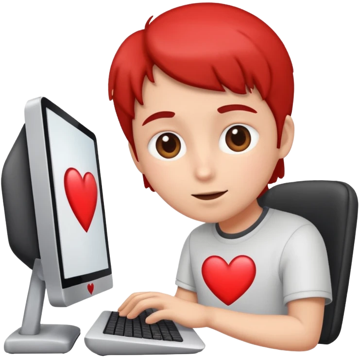 fan at a computer with heart eyes emoji