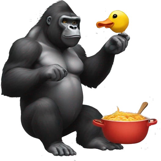 Gorilla cooking a duck emoji