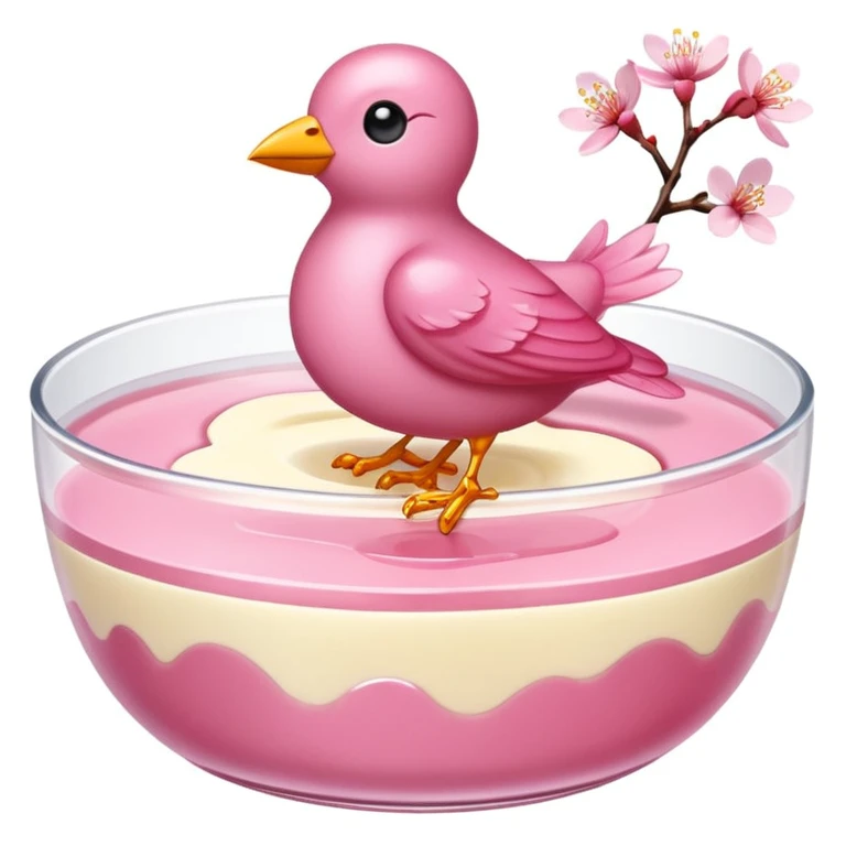 sakura pudding shaped like a bird with cherry blossom decoration emoji