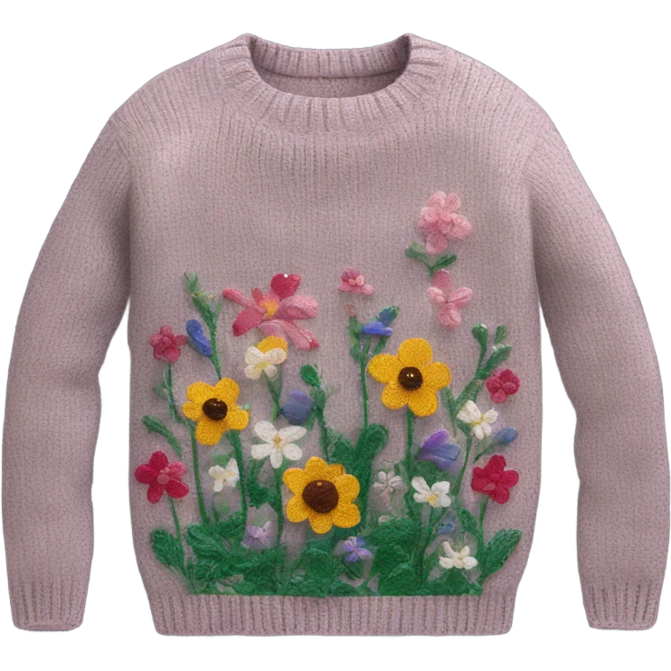 Knit sweater with garden floral glittery design emoji
