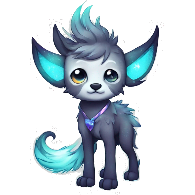 Cool cute Kawaii edgy ethereal futuristic modern epic fantasy animal sparkle fursona Fionbri creature by griffsnuff & LiLaiRa & Falvie full body emoji