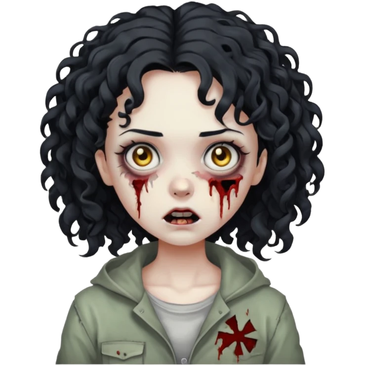 Zombi girl curly hair emoji