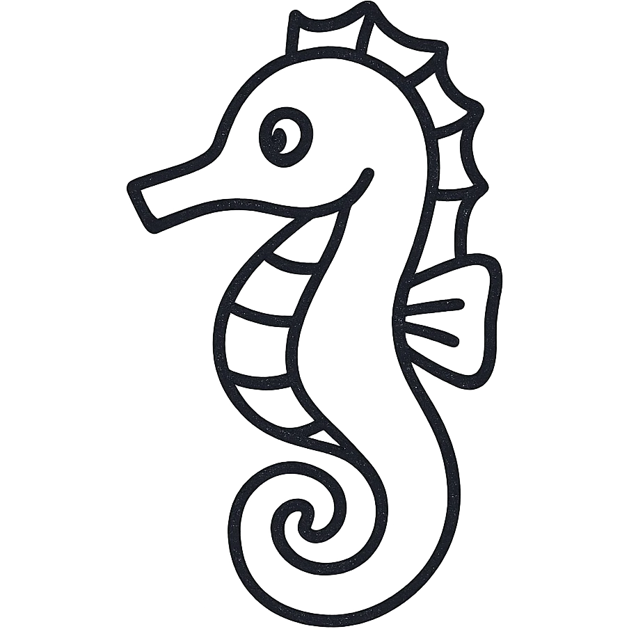 hand-drawn outlined seahorse icon emoji