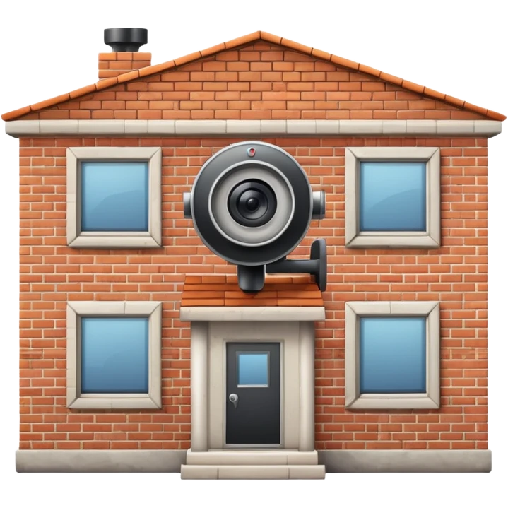 House with a big security camera emoji