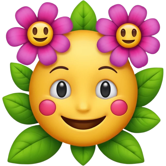 Smiling emoji with flowers that move emoji