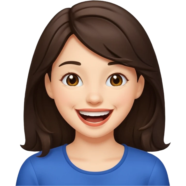 Brunette girl laughing emoji