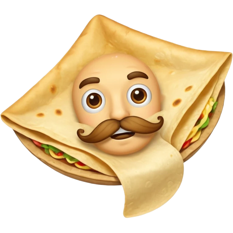 a flying tortillo with a thick mustache emoji