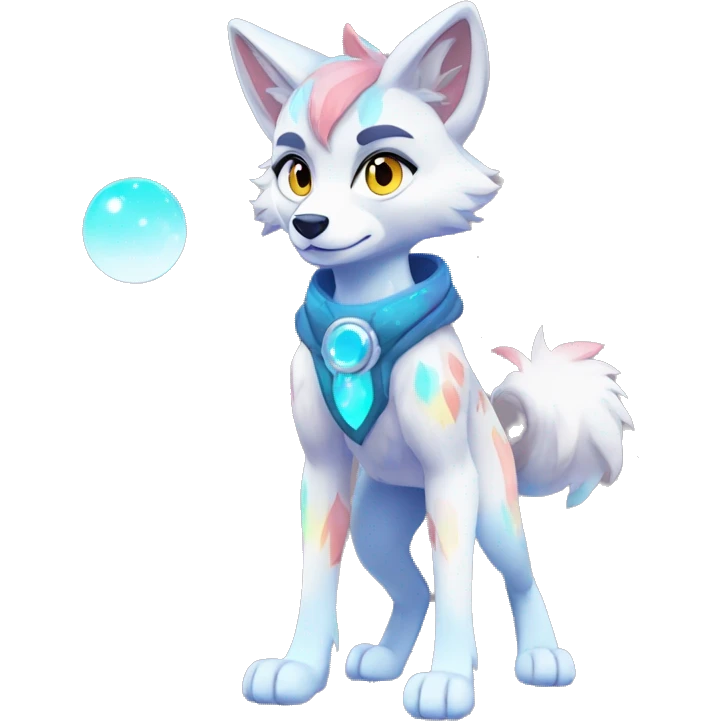 Anthro Colorful Shiny Fionbri-Falvie-sparkle-wolf-sona with cool eccentric markings full body emoji