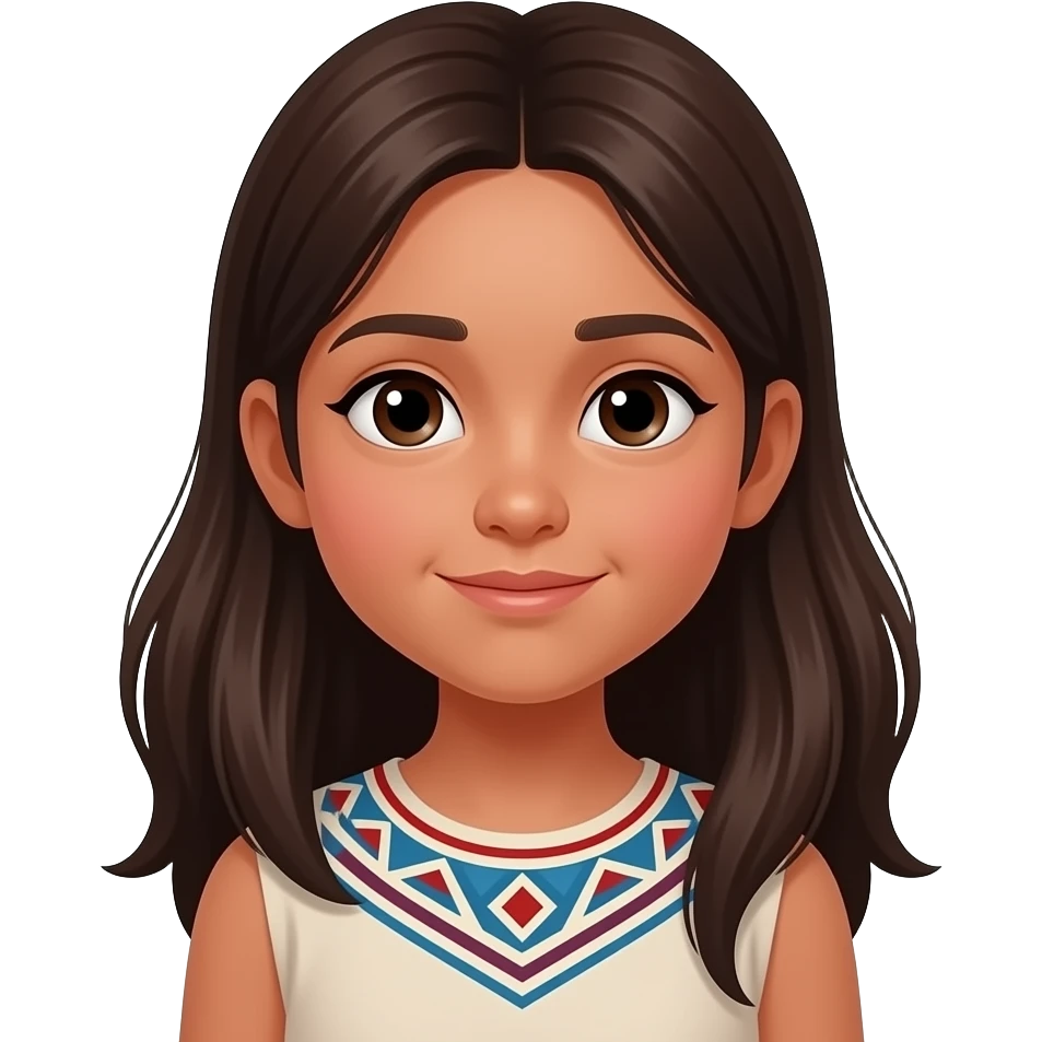 young girl half indigenous aboriginal long brown hair shy emoji