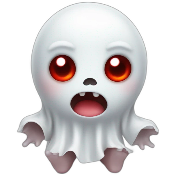 Baby ghost with legs and red eyes emoji