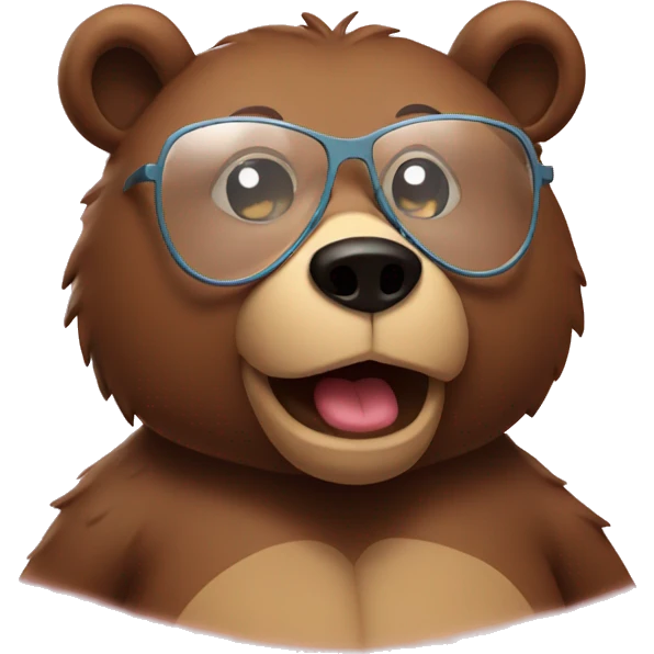 Bear with glasses blowing a kiss emoji