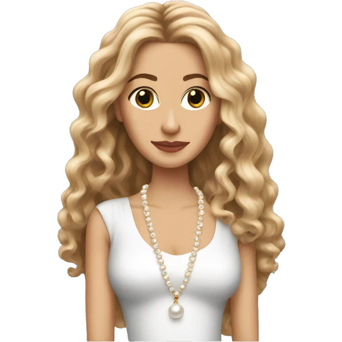 Carrie Bradshaw with long hair and pearl necklace emoji
