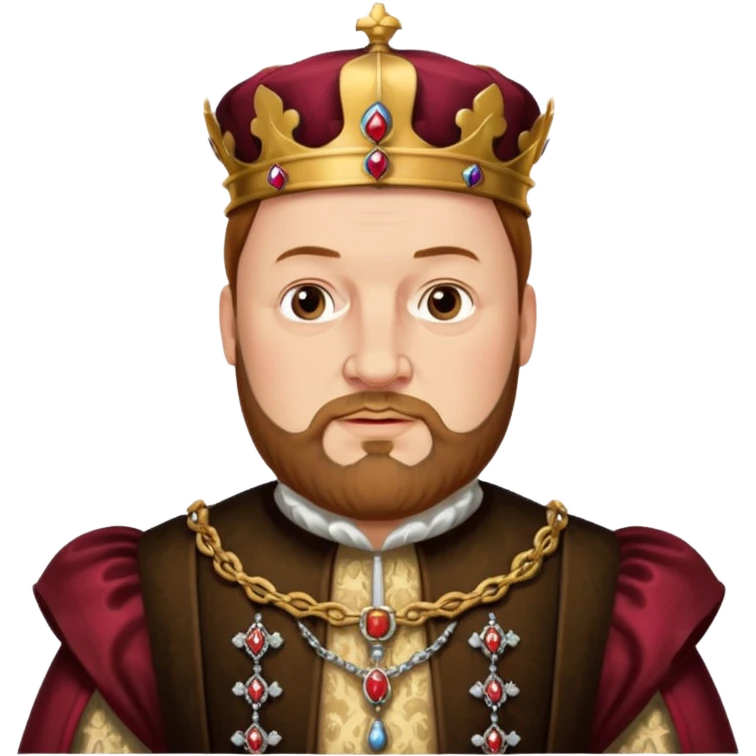 Henry VIII as an emoji, stern expression, ornate Tudor costume, beard emoji