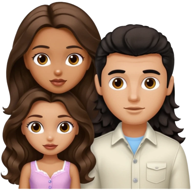 a pretty tan bratz girl with long brown hair and white bratz man with short wavy black hair emoji