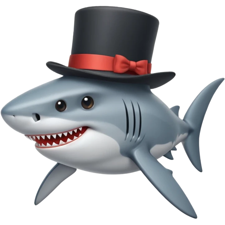 Shark with a top hat emoji