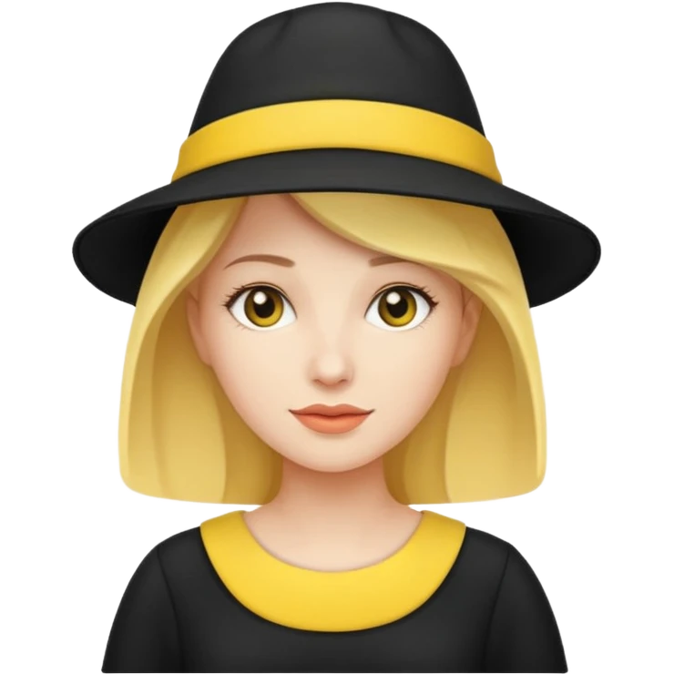 black dressed white women with yellow hat emoji