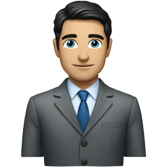 Man in a suit, with black hair and blue eyes emoji