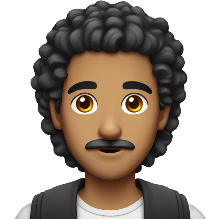 an arab man with curly black hair and a goatie snd mustache teenager emoji