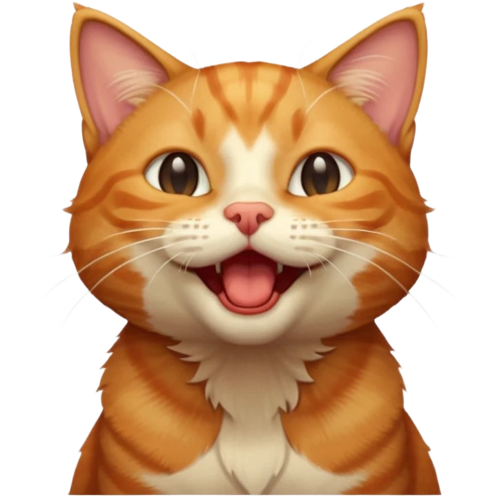 A high-resolution photo-realistic digital illustration of a ginger tabby cat head tilted yawning, chest upward emoji