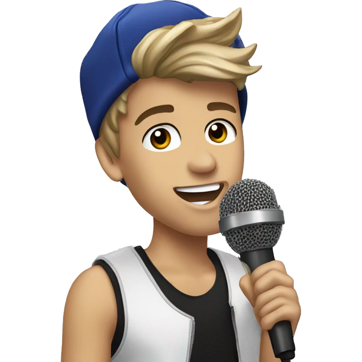 Justin Bieber with microphone  emoji