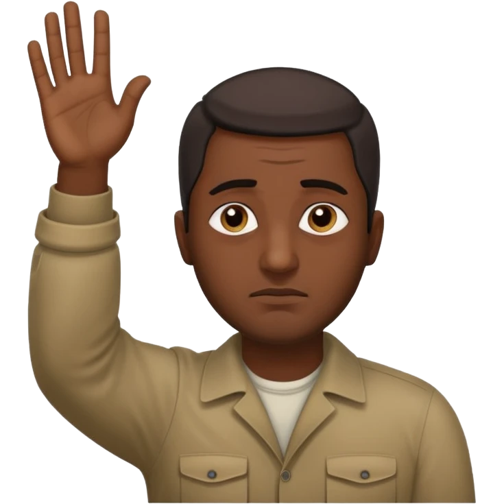 surrenders, depict an Iraqi with a sad face and raised hands emoji