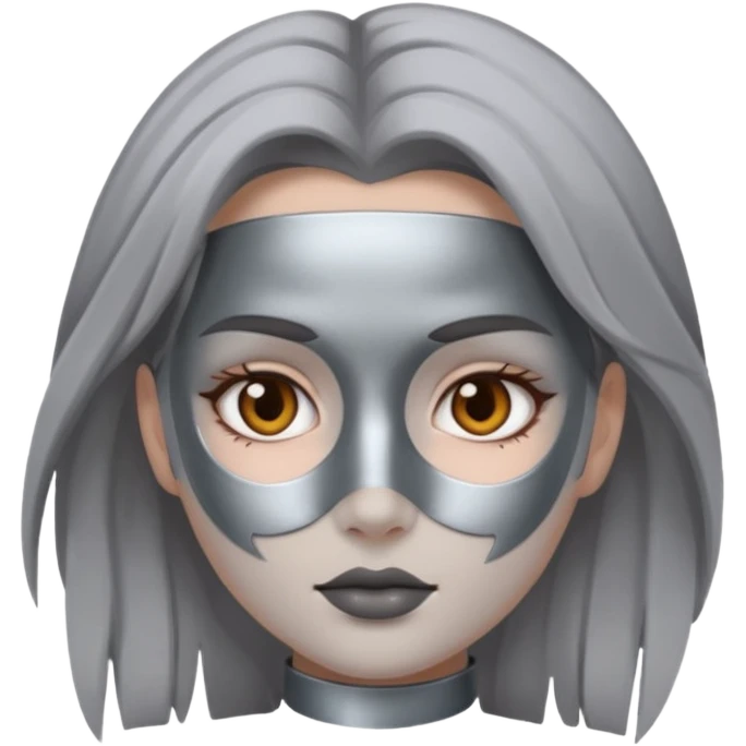 gray metal painted girl face included emoji