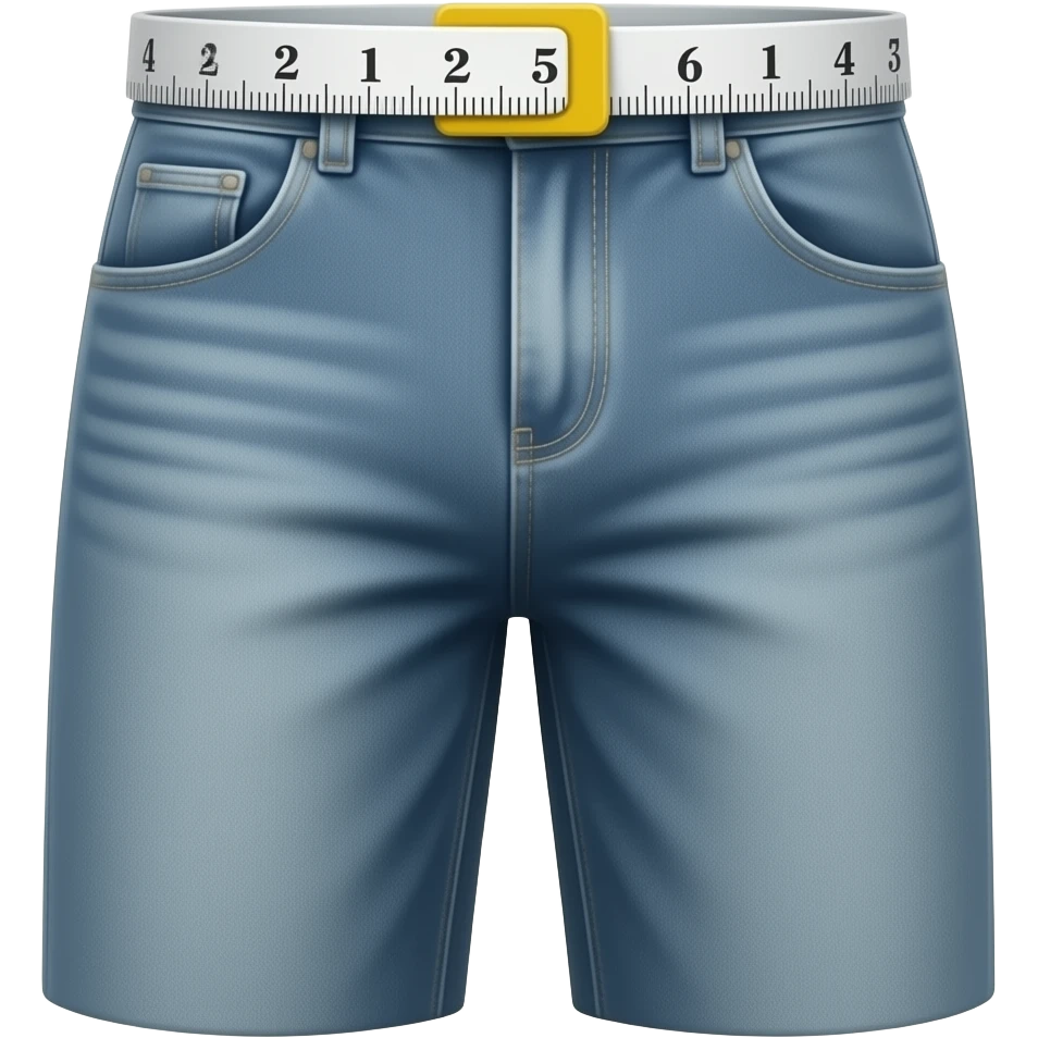 : a full-length pair of pants (long trousers, not shorts), viewed from the front, with straight legs clearly extending to the ankles. A measuring tape is wrapped around the waist to show waist size, with visible measurement markings clearly indicating size 38. emoji