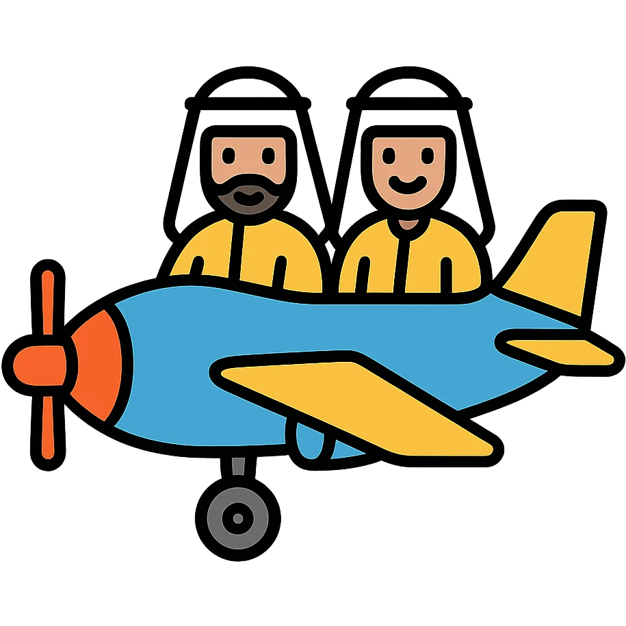 two Arab men driving a plane emoji