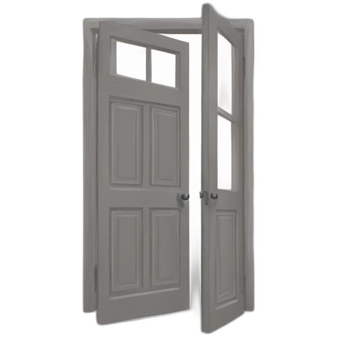one open door wood color gray style perpective emoji