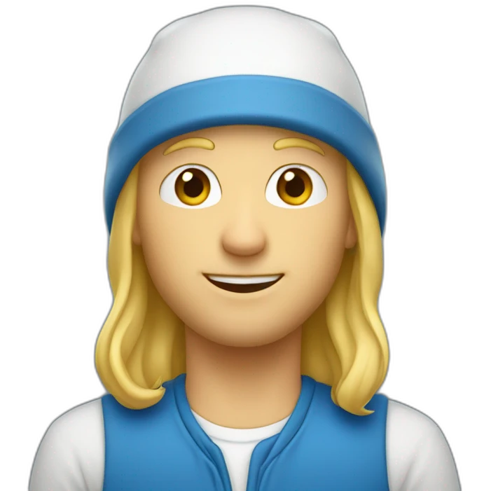 homme blanc blond avec un bonnet pecheur bleu emoji