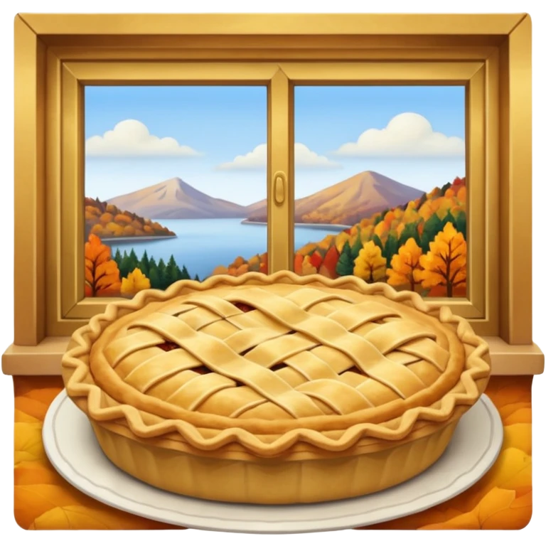 Pie sitting by a window fall scenery emoji