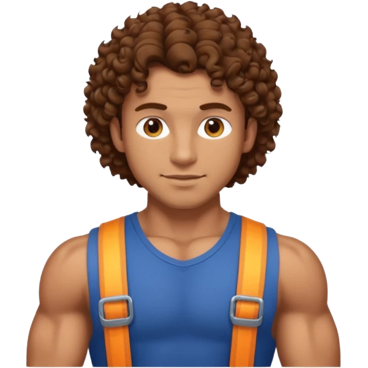 Hot male engineer with curly brown hair and muscles emoji