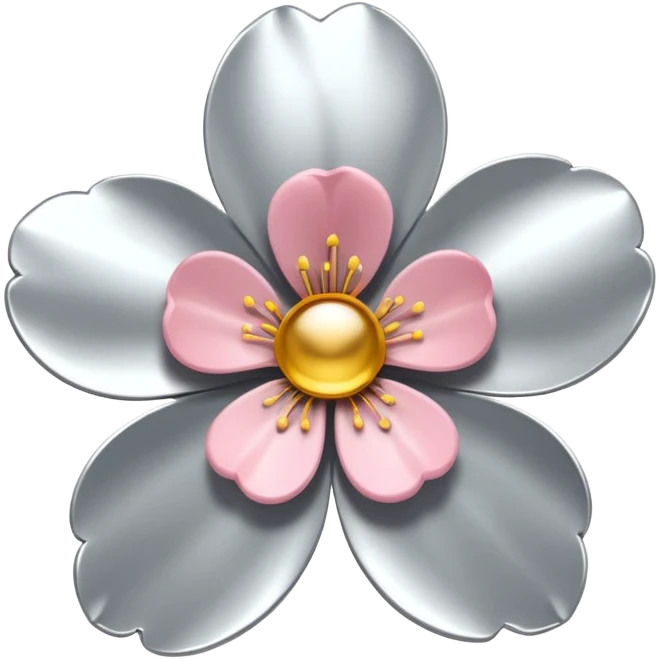 sakura flower with a metallic silver finish emoji