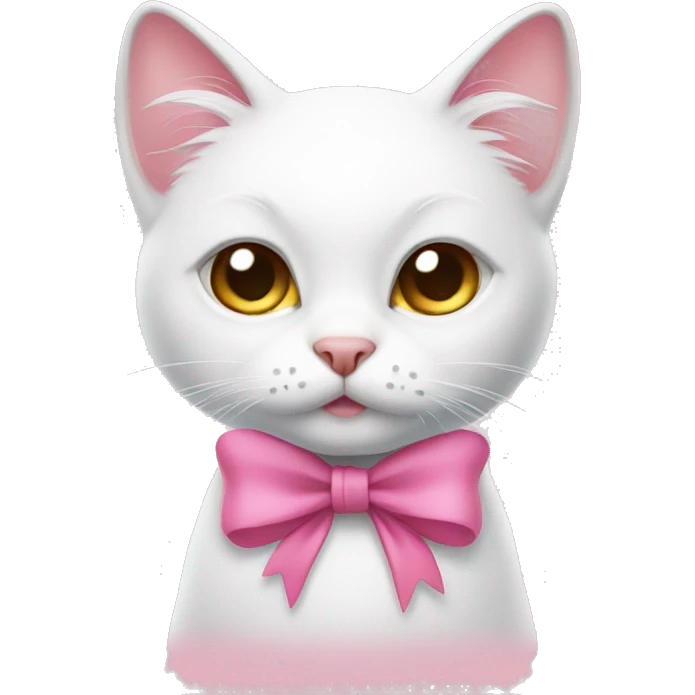 cute white cat with pink bow  emoji