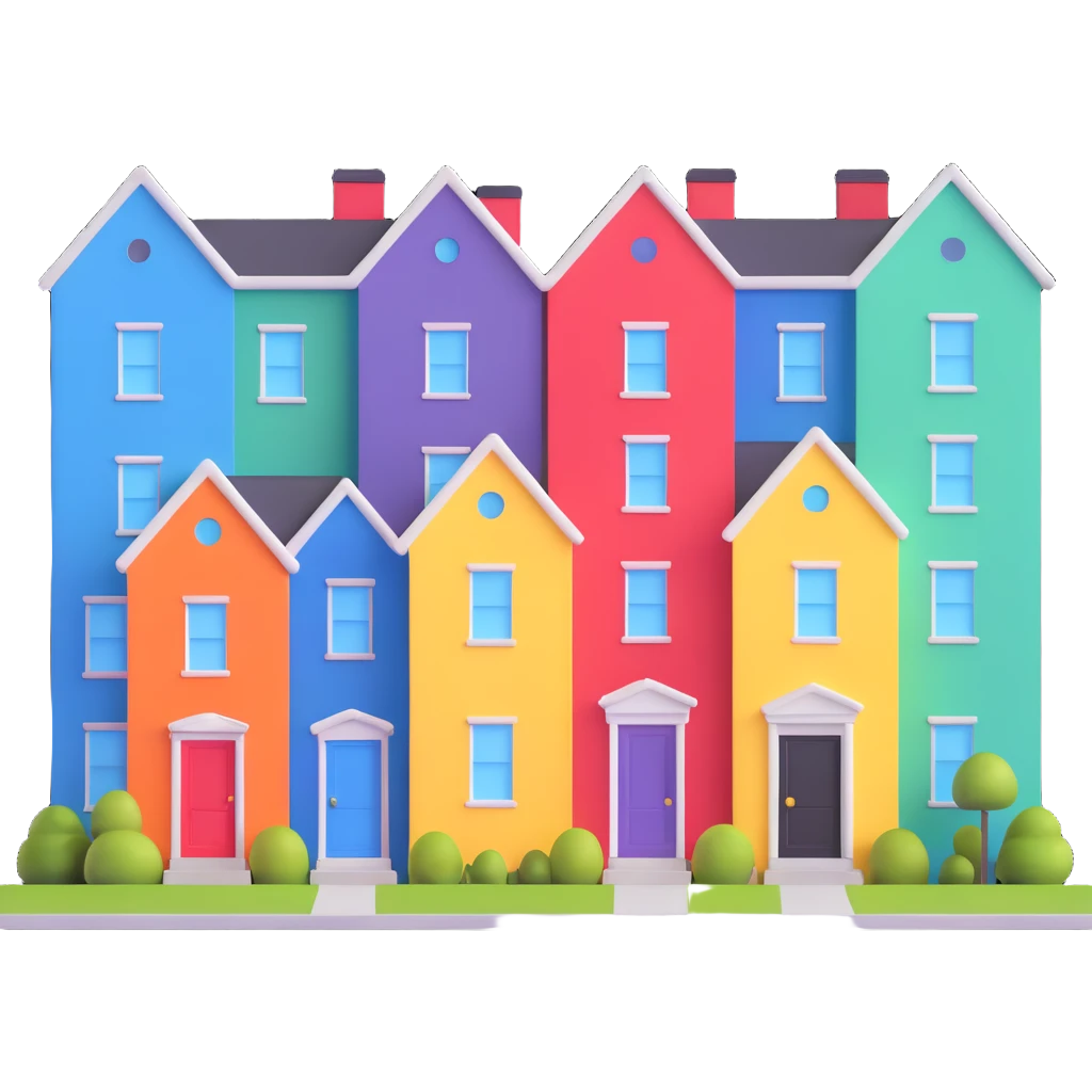 row of colorful townhomes emoji