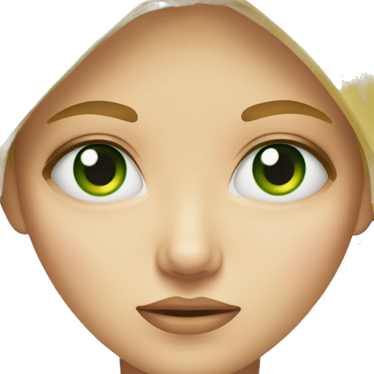 Blonde girl with green eyes eyes shows Dislike emoji