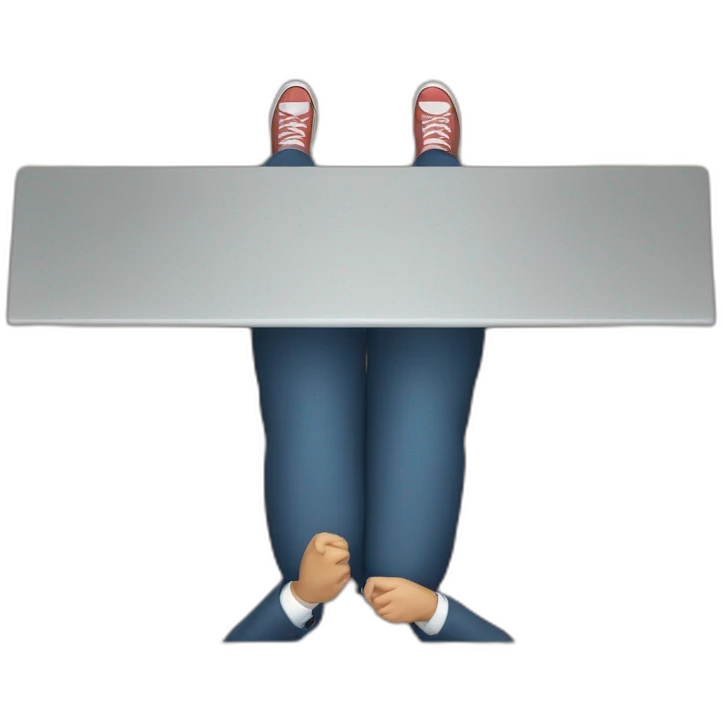 top view of straight leg on table where one hand pushes on knee emoji