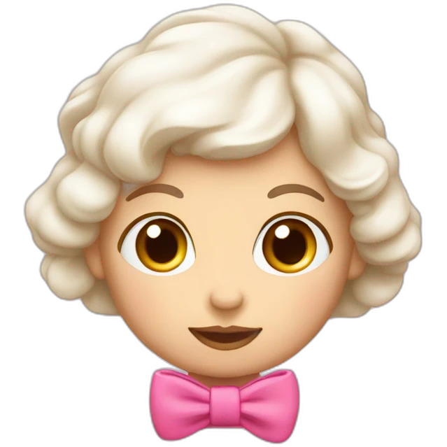 Bébé blanc avec un noeud rose emoji