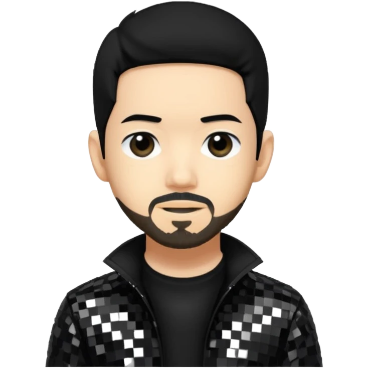Mike Shinoda from Linkin Park with black hair, black sequin outfit emoji