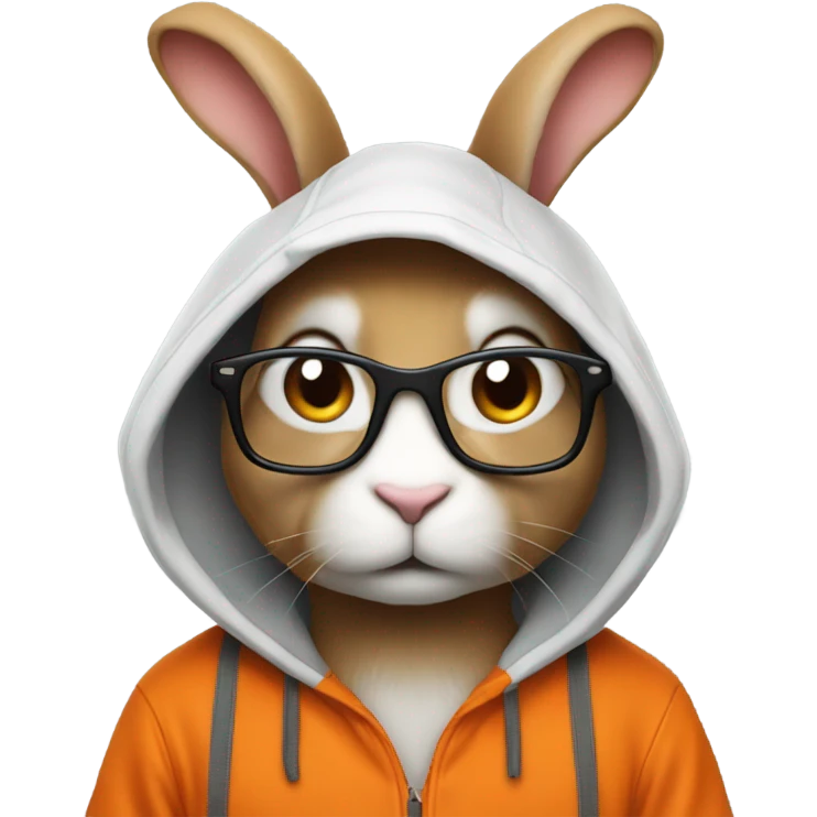  it specialist rabbit with glasses orang hoodie emoji